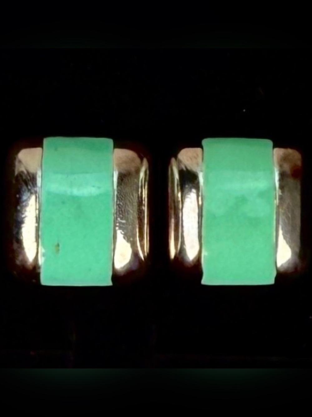 Vintage Silvertone and mint green pierced earrings